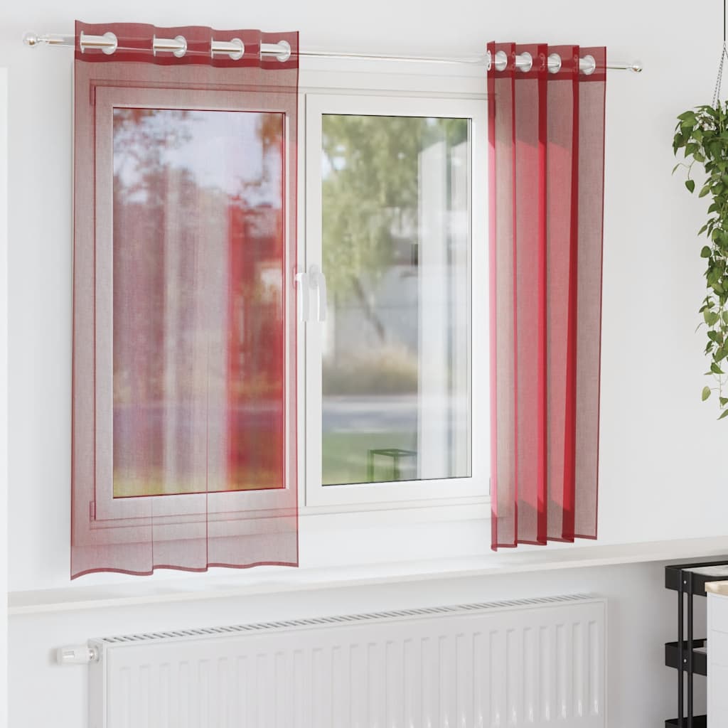 Gordijnen voile met doorvoertules 2 st wijnrood is nu te koop bij PeponiXL, paradijselijk wonen!