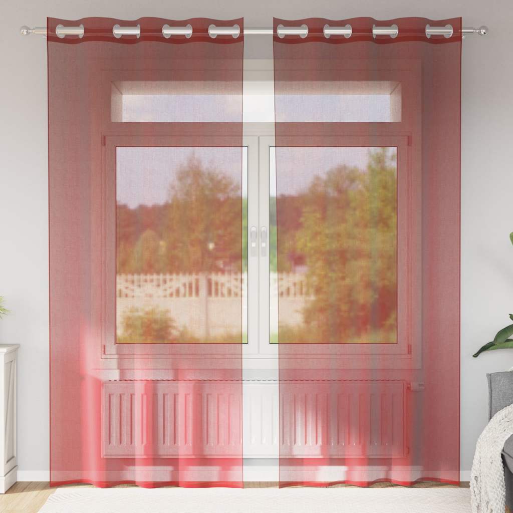 Gordijnen voile met doorvoertules 2 st wijnrood is nu te koop bij PeponiXL, paradijselijk wonen!