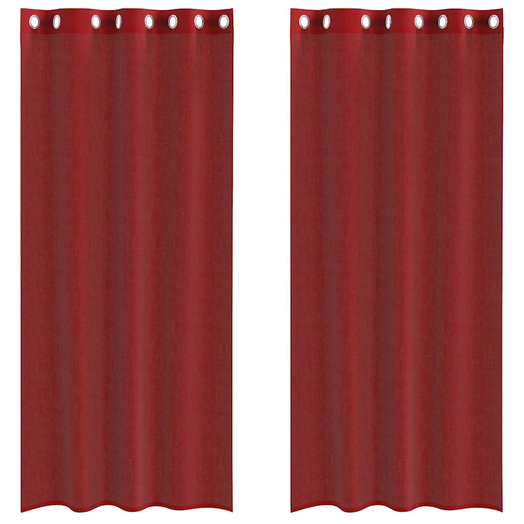 Gordijnen voile met doorvoertules 2 st wijnrood is nu te koop bij PeponiXL, paradijselijk wonen!
