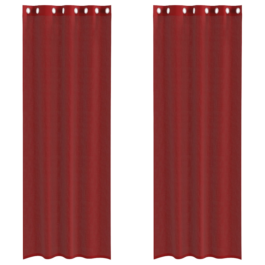 Gordijnen voile met doorvoertules 2 st wijnrood is nu te koop bij PeponiXL, paradijselijk wonen!