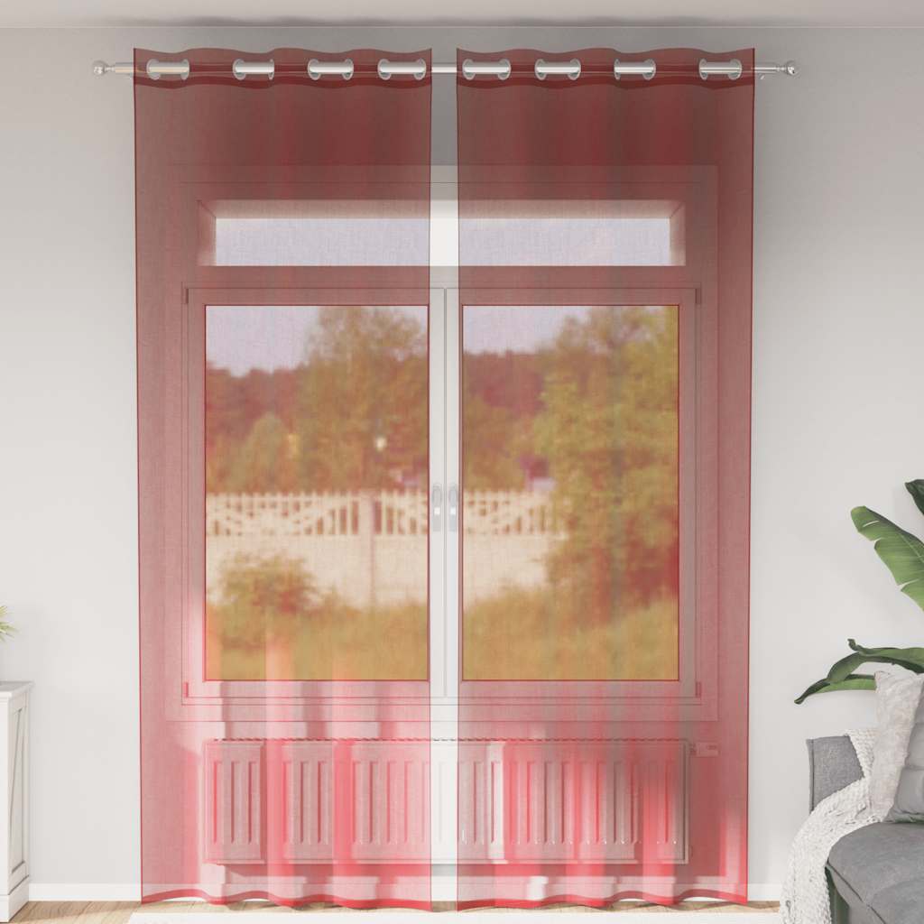 Gordijnen voile met doorvoertules 2 st wijnrood is nu te koop bij PeponiXL, paradijselijk wonen!