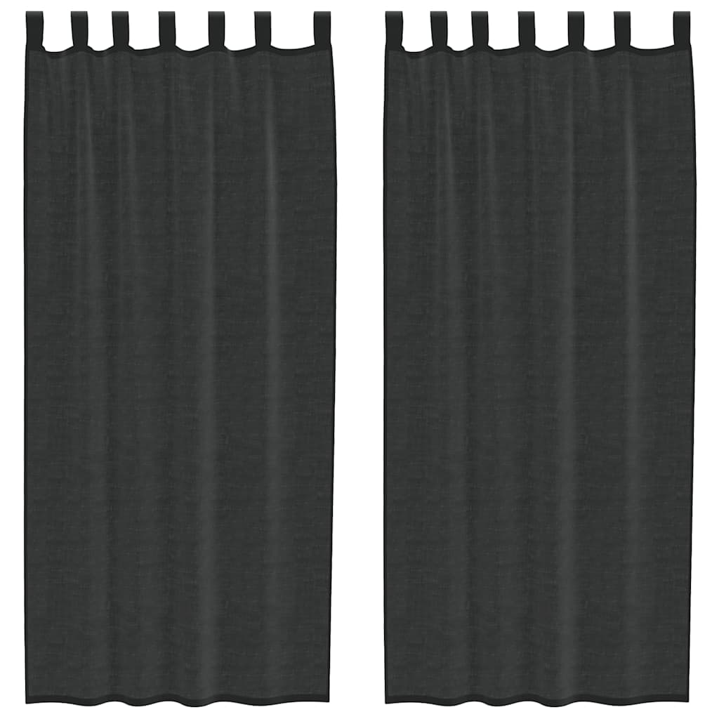 Gordijnen voile met roedezakken 2 st zwart is nu te koop bij PeponiXL, paradijselijk wonen!
