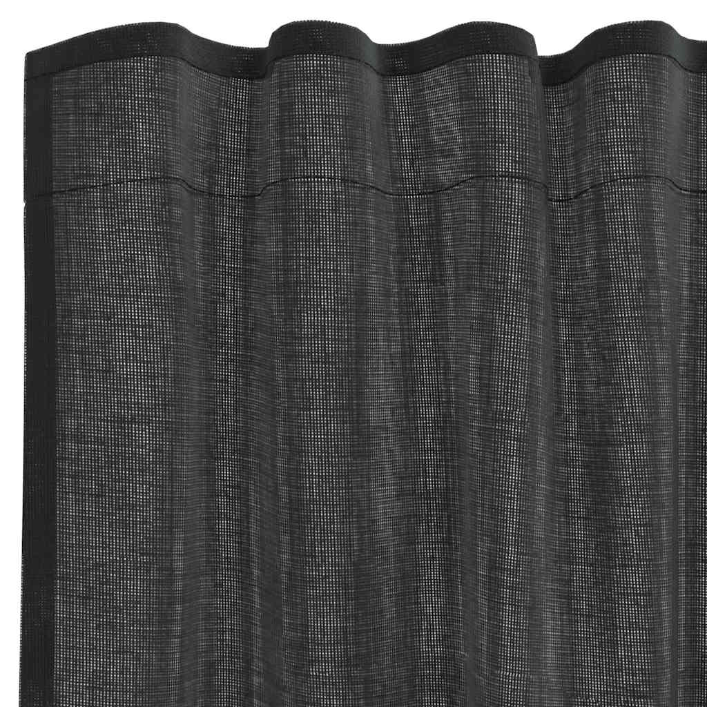 Gordijnen voile met roedezakken 2 st zwart is nu te koop bij PeponiXL, paradijselijk wonen!