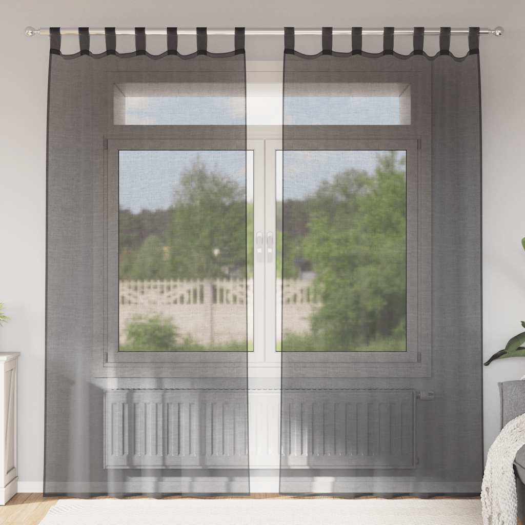 Gordijnen voile met roedezakken 2 st zwart is nu te koop bij PeponiXL, paradijselijk wonen!