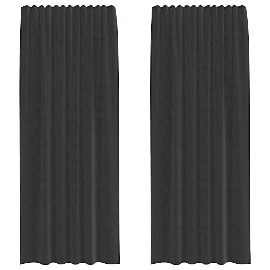 Gordijnen voile met roedezakken 2 st zwart is nu te koop bij PeponiXL, paradijselijk wonen!