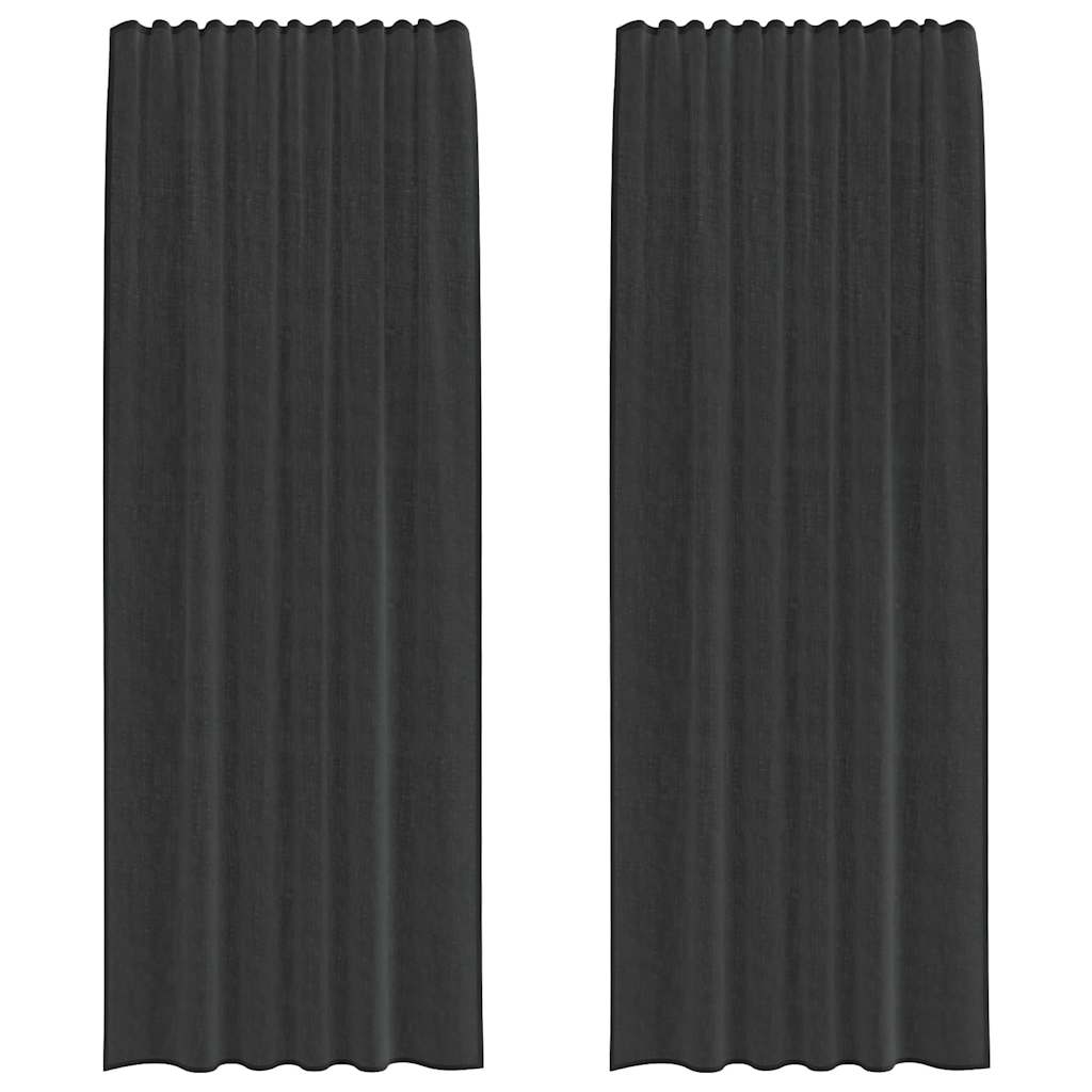 Gordijnen voile met roedezakken 2 st zwart is nu te koop bij PeponiXL, paradijselijk wonen!