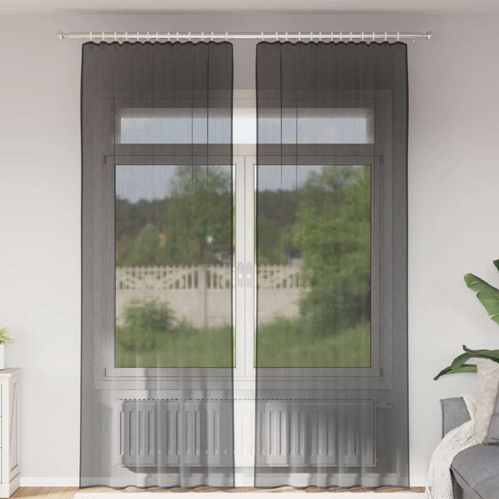Gordijnen voile met roedezakken 2 st zwart is nu te koop bij PeponiXL, paradijselijk wonen!