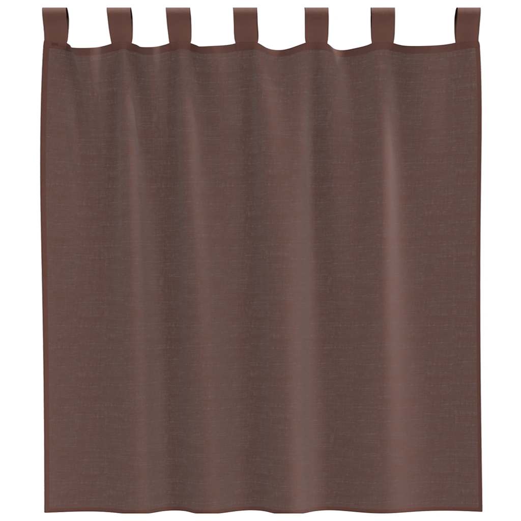 Gordijnen voile met roedezakken 2 st bruin is nu te koop bij PeponiXL, paradijselijk wonen!