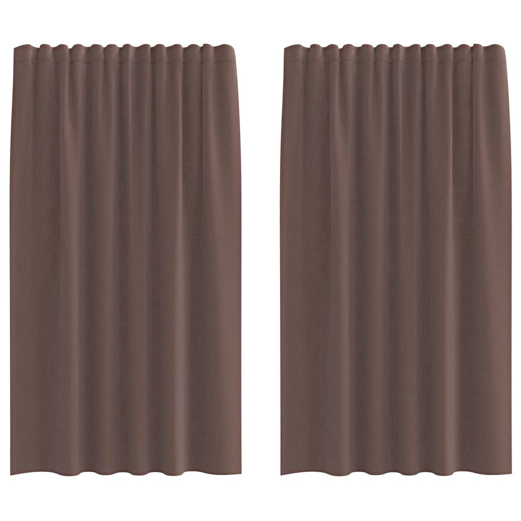 Gordijnen voile met roedezakken 2 st bruin is nu te koop bij PeponiXL, paradijselijk wonen!