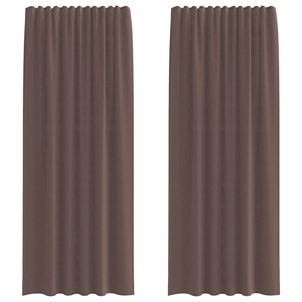 Gordijnen voile met roedezakken 2 st bruin is nu te koop bij PeponiXL, paradijselijk wonen!