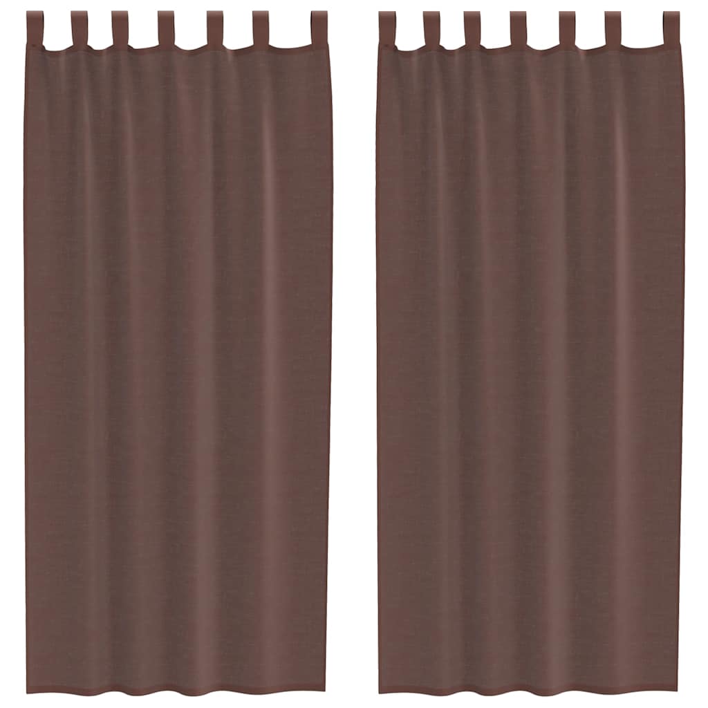 Gordijnen voile met roedezakken 2 st bruin is nu te koop bij PeponiXL, paradijselijk wonen!