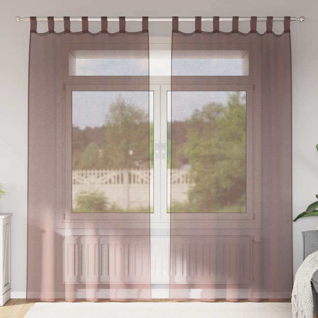 Gordijnen voile met roedezakken 2 st bruin is nu te koop bij PeponiXL, paradijselijk wonen!