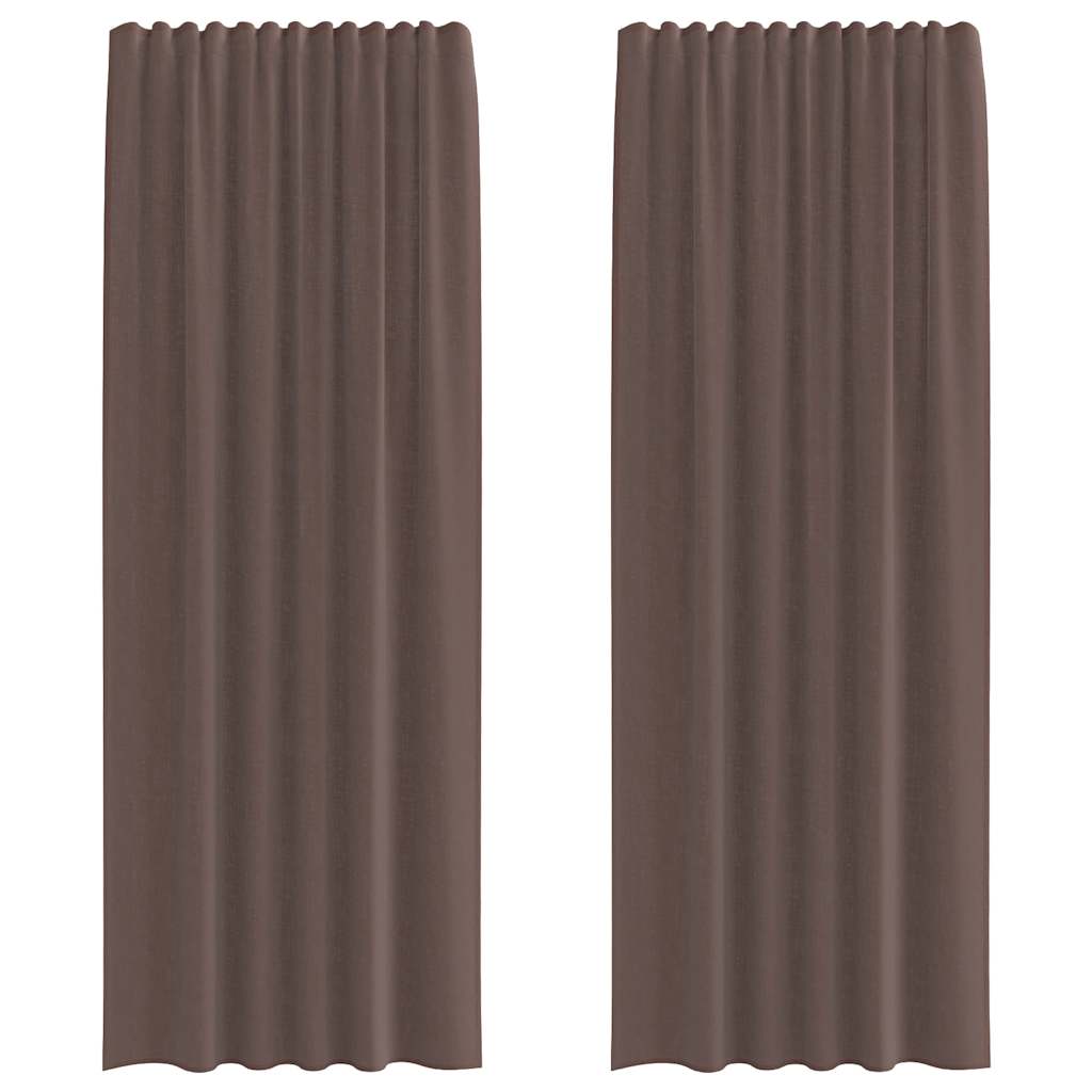Gordijnen voile met roedezakken 2 st bruin is nu te koop bij PeponiXL, paradijselijk wonen!
