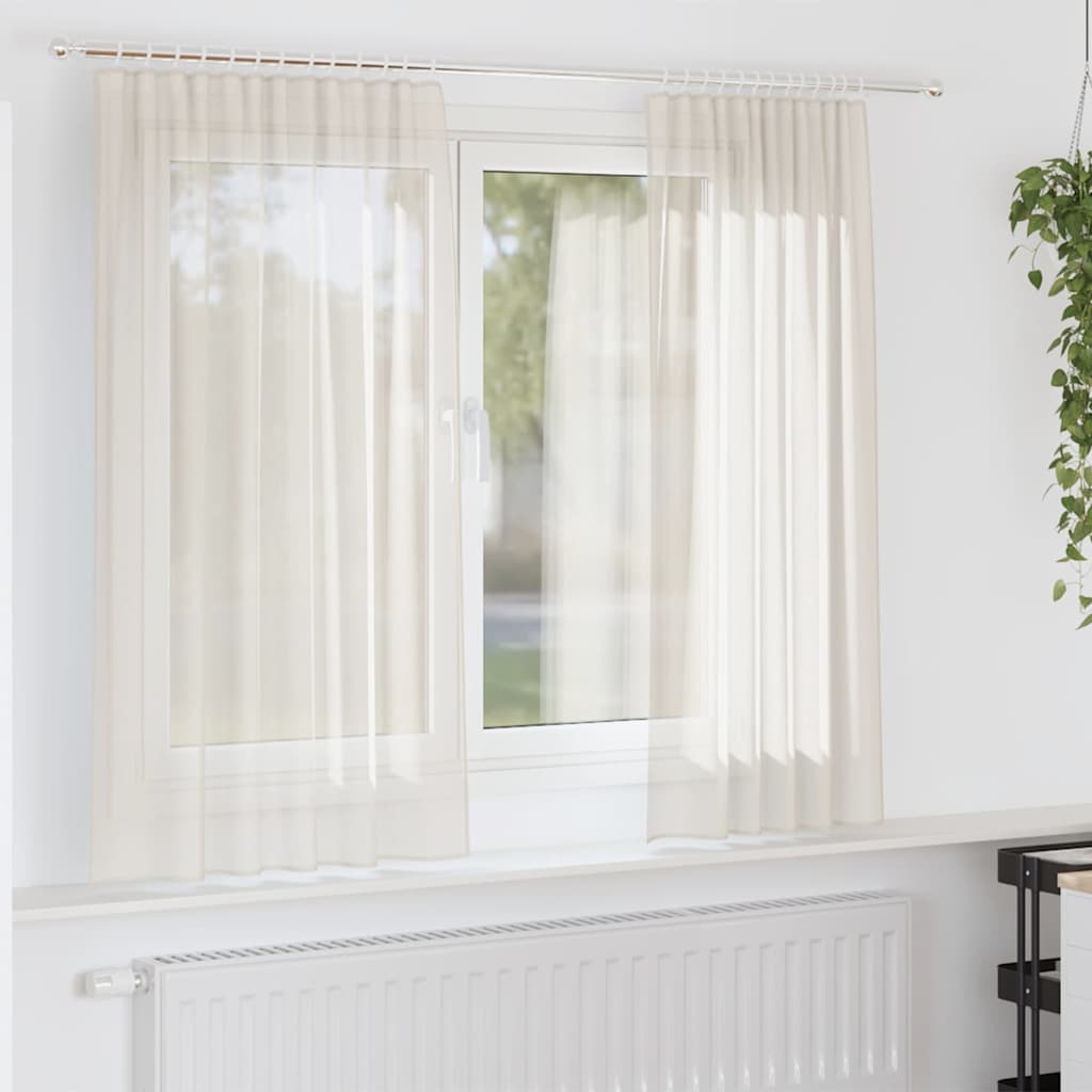 Gordijnen voile met roedezakken 2 st crèmekleurig is nu te koop bij PeponiXL, paradijselijk wonen!