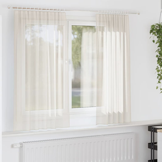 Gordijnen voile met roedezakken 2 st crèmekleurig is nu te koop bij PeponiXL, paradijselijk wonen!