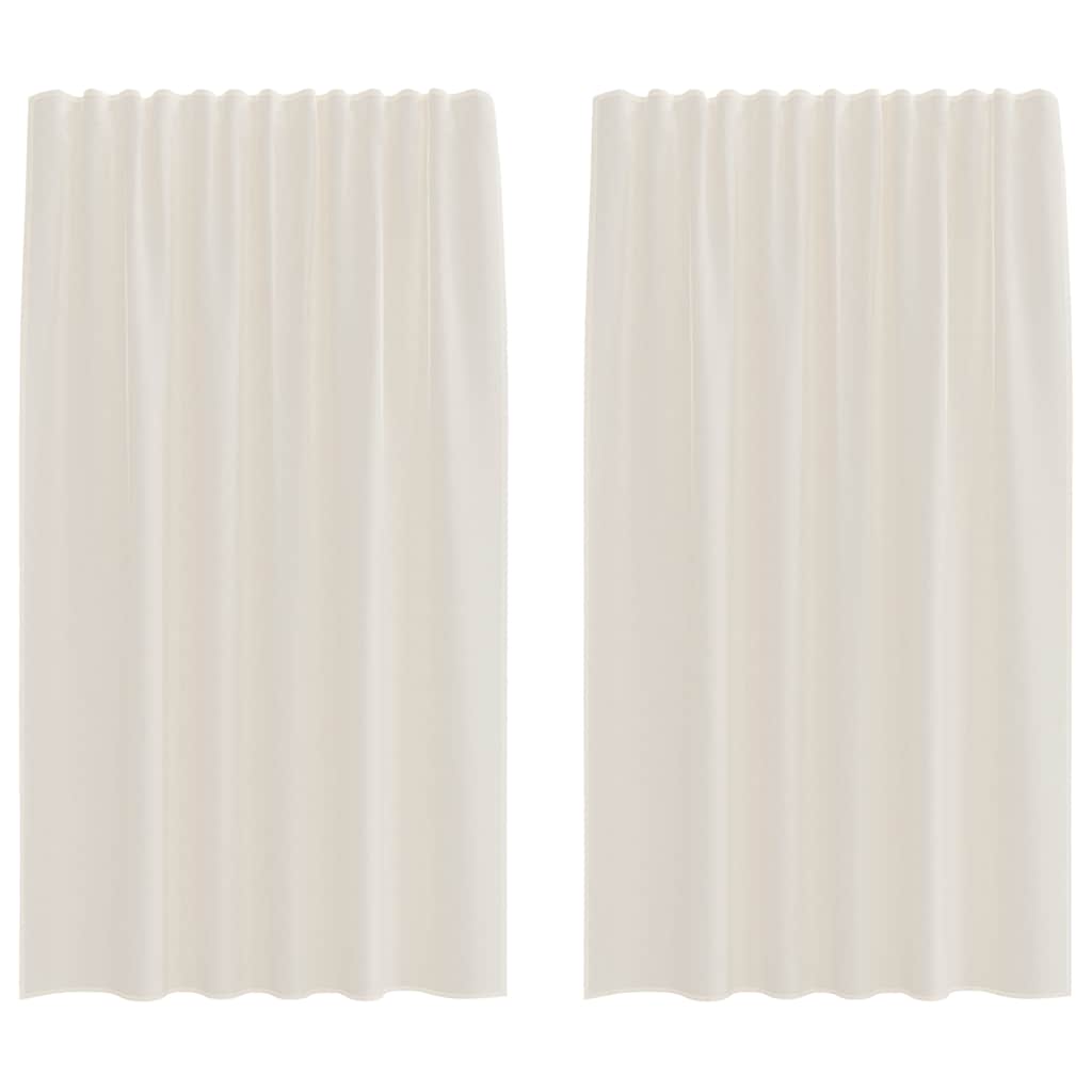 Gordijnen voile met roedezakken 2 st crèmekleurig is nu te koop bij PeponiXL, paradijselijk wonen!