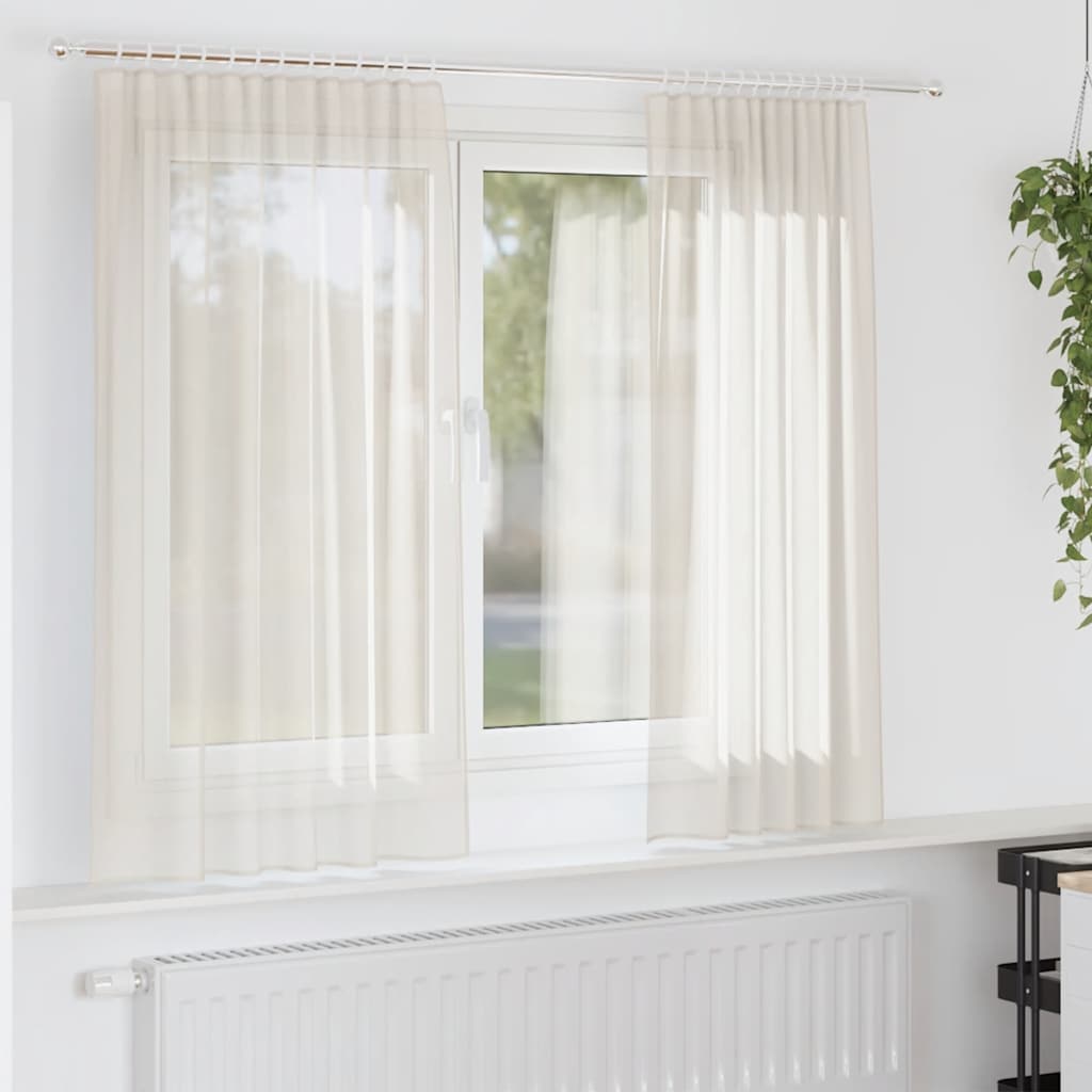 Gordijnen voile met roedezakken 2 st crèmekleurig is nu te koop bij PeponiXL, paradijselijk wonen!