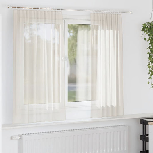 Gordijnen voile met roedezakken 2 st crèmekleurig is nu te koop bij PeponiXL, paradijselijk wonen!