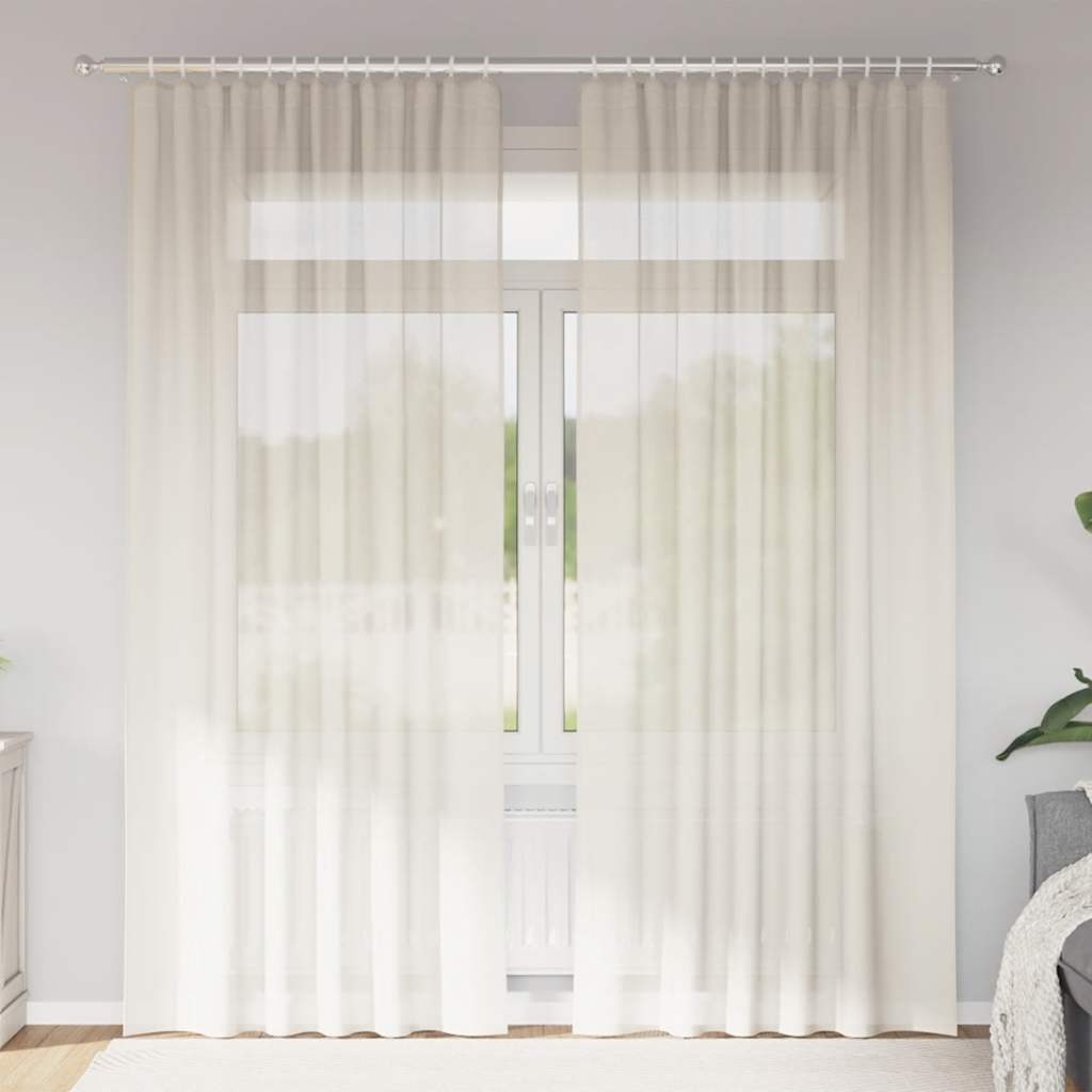 Gordijnen voile met roedezakken 2 st crèmekleurig is nu te koop bij PeponiXL, paradijselijk wonen!