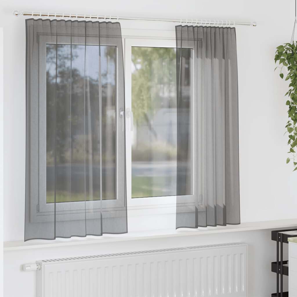 Gordijnen voile met roedezakken 2 st donkergrijs is nu te koop bij PeponiXL, paradijselijk wonen!