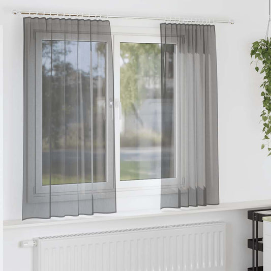 Gordijnen voile met roedezakken 2 st donkergrijs is nu te koop bij PeponiXL, paradijselijk wonen!