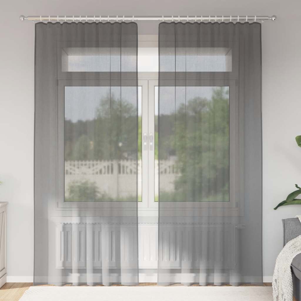 Gordijnen voile met roedezakken 2 st donkergrijs is nu te koop bij PeponiXL, paradijselijk wonen!