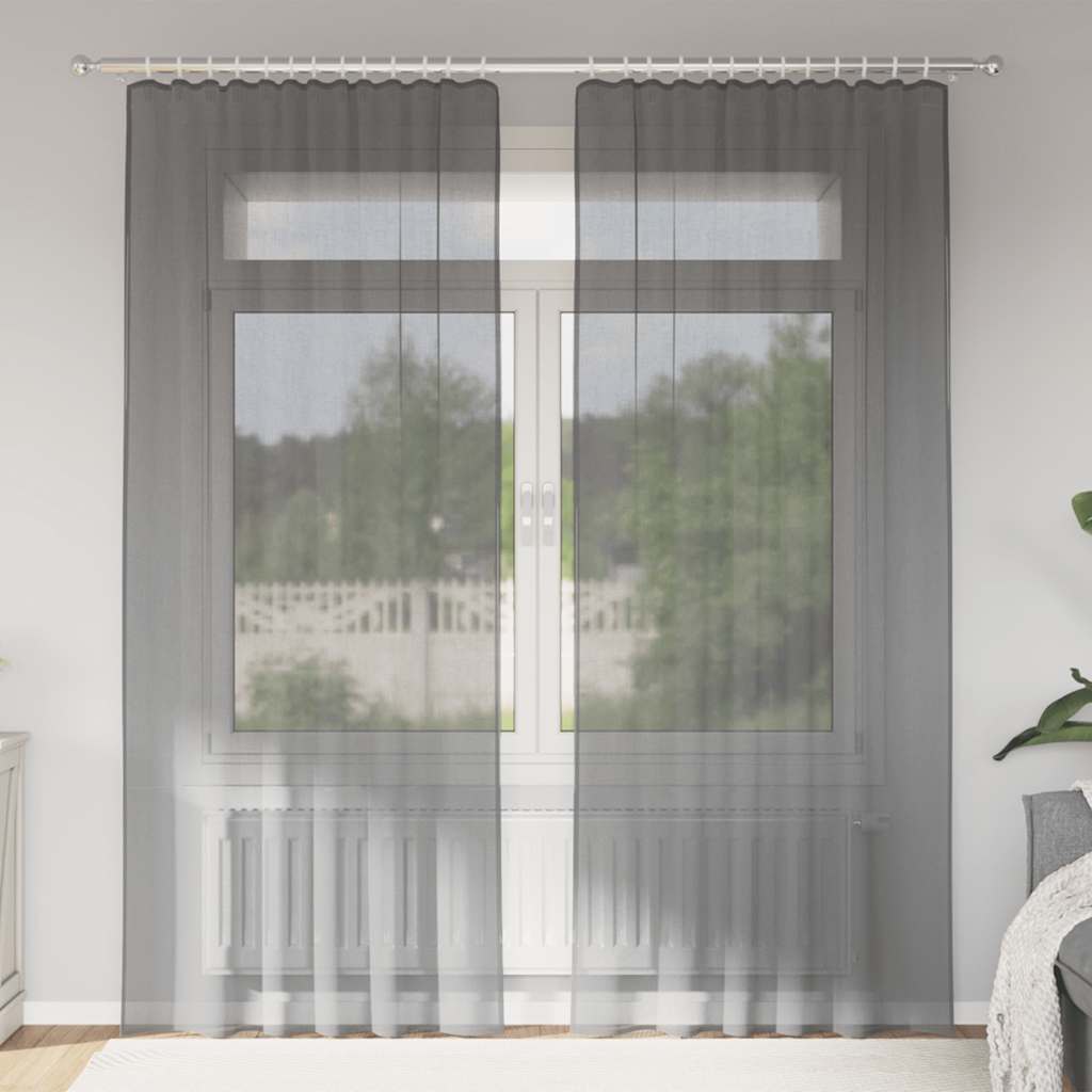 Gordijnen voile met roedezakken 2 st donkergrijs is nu te koop bij PeponiXL, paradijselijk wonen!