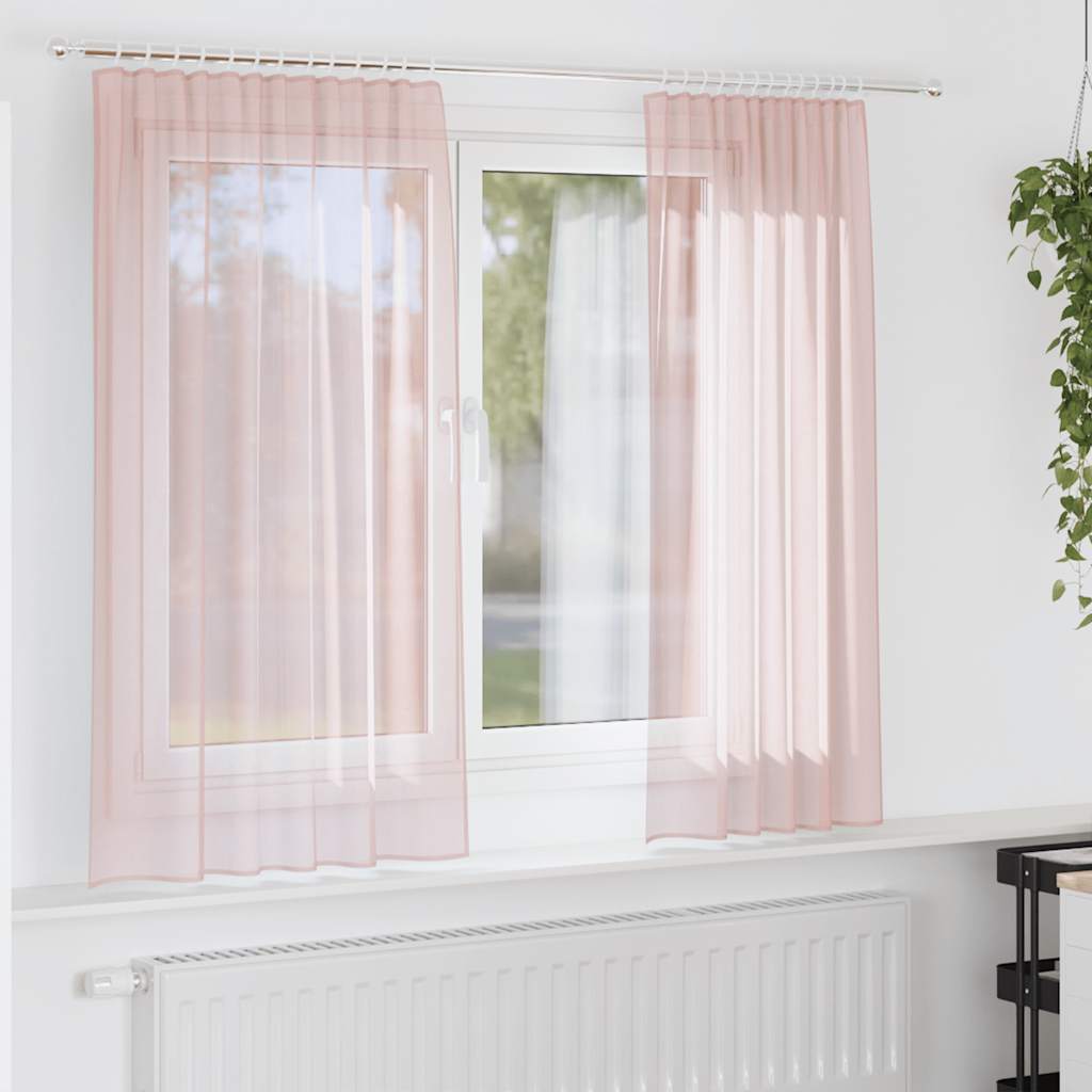 Gordijnen voile met roedezakken 2 st lichtroze is nu te koop bij PeponiXL, paradijselijk wonen!