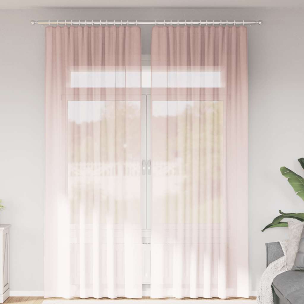 Gordijnen voile met roedezakken 2 st lichtroze is nu te koop bij PeponiXL, paradijselijk wonen!