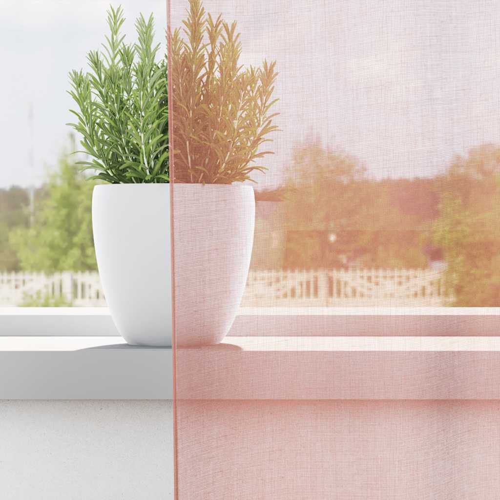 Gordijnen voile met roedezakken 2 st roze is nu te koop bij PeponiXL, paradijselijk wonen!