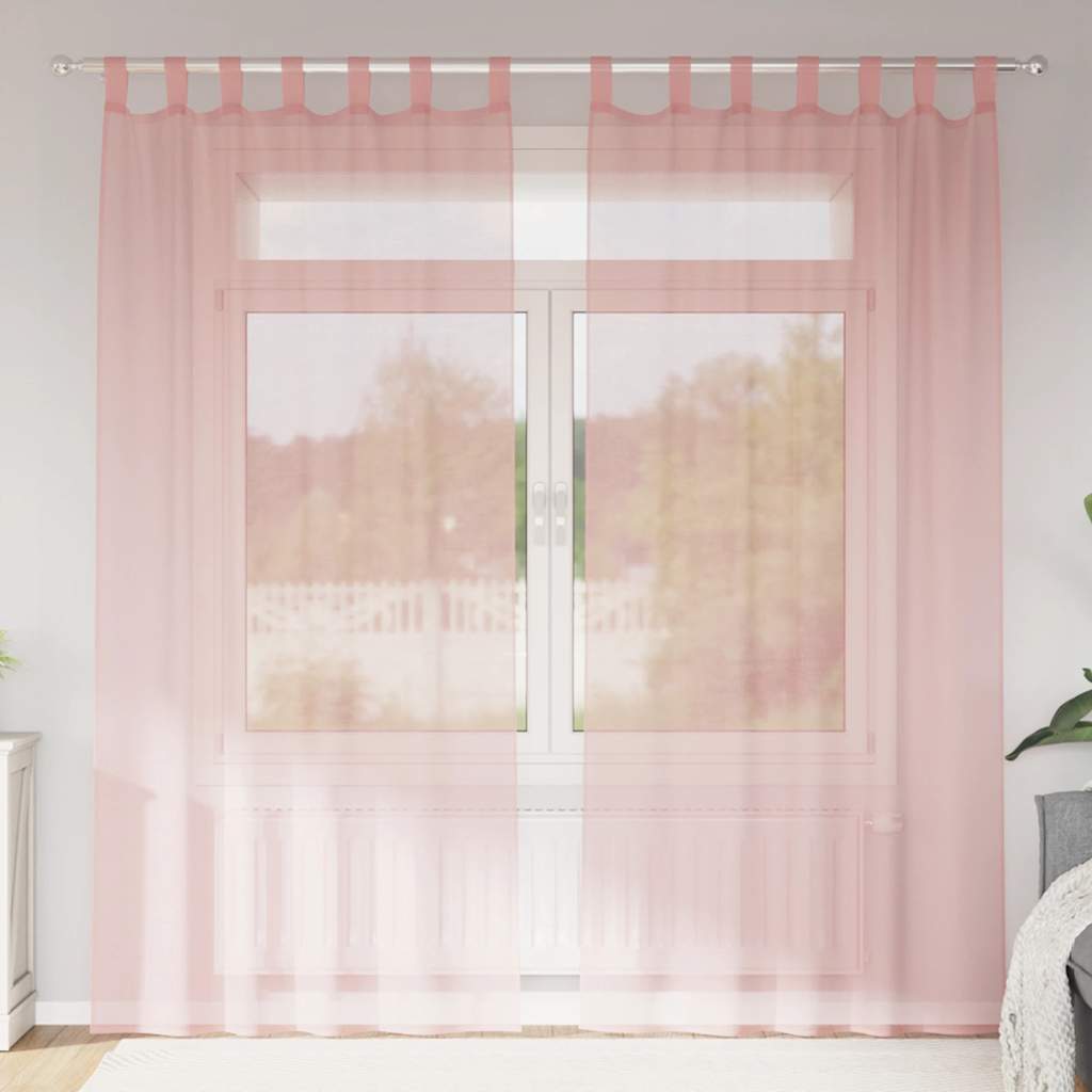 Gordijnen voile met roedezakken 2 st roze is nu te koop bij PeponiXL, paradijselijk wonen!