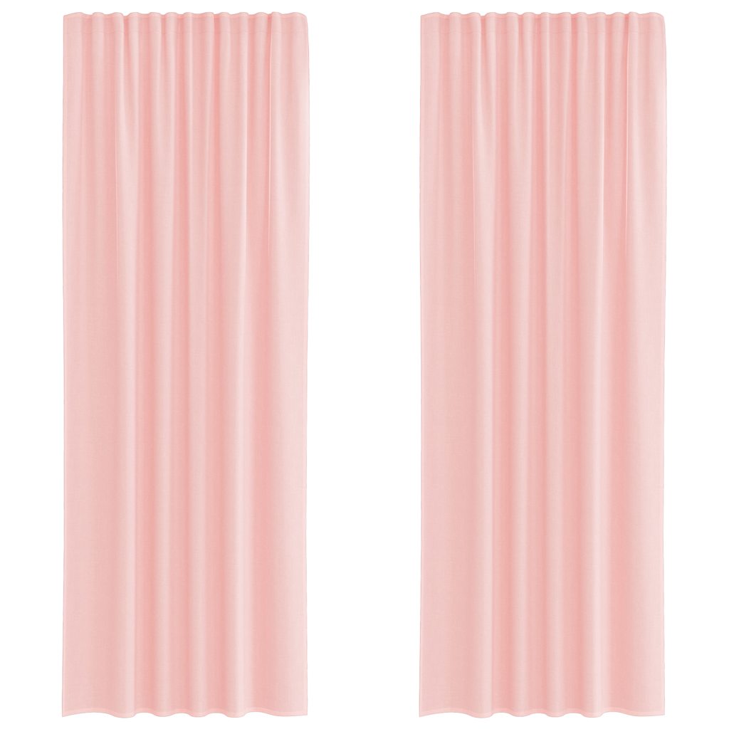 Gordijnen voile met roedezakken 2 st roze is nu te koop bij PeponiXL, paradijselijk wonen!