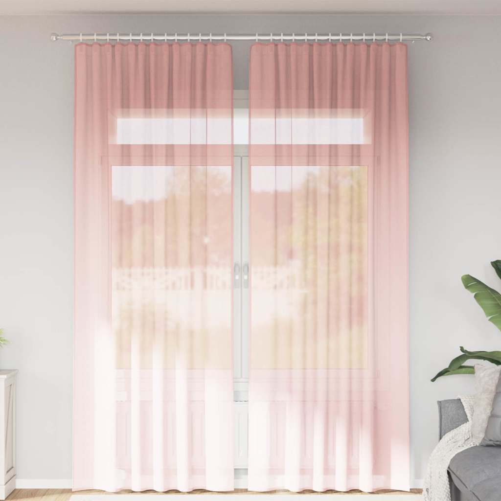 Gordijnen voile met roedezakken 2 st roze is nu te koop bij PeponiXL, paradijselijk wonen!