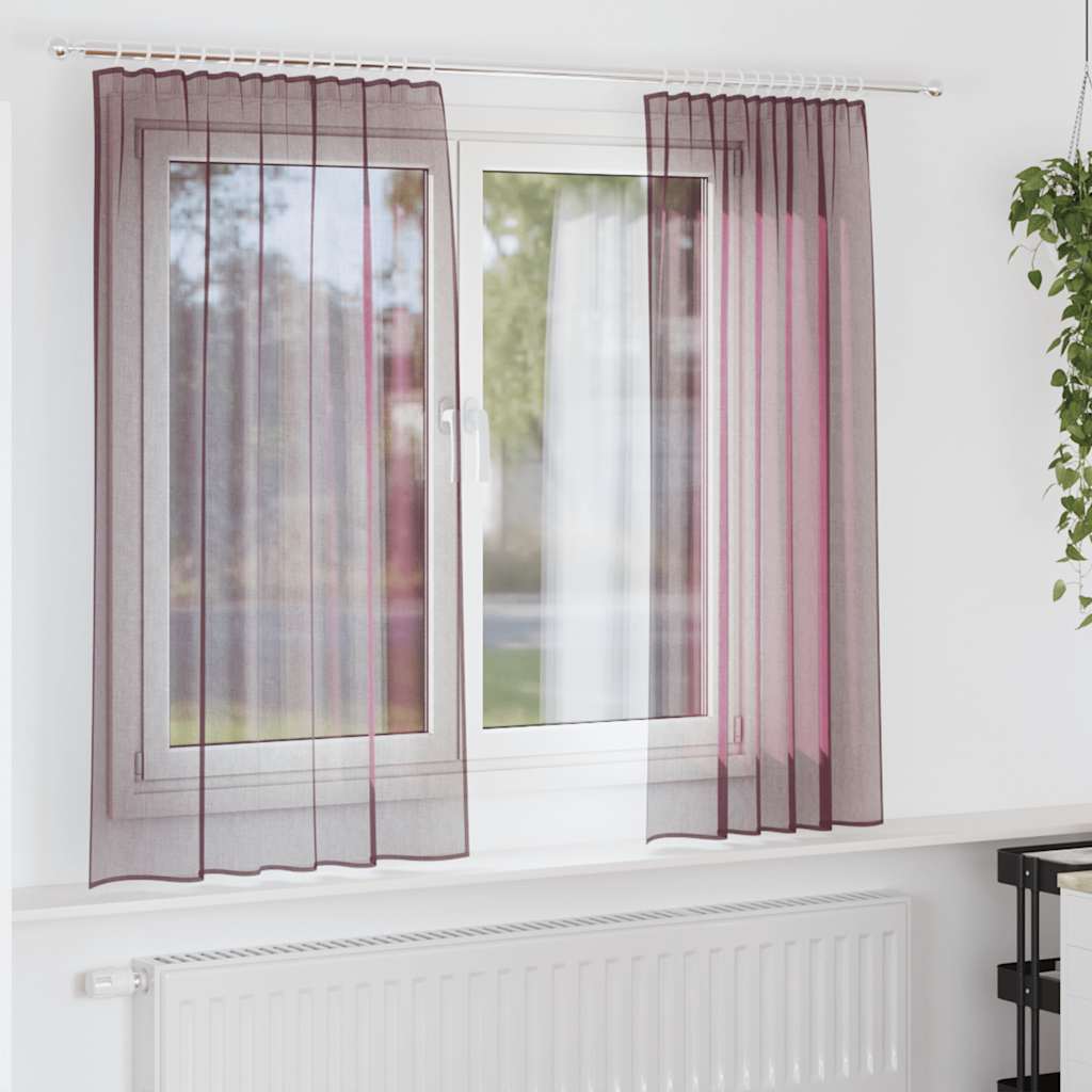 Gordijnen voile met roedezakken 2 st paars is nu te koop bij PeponiXL, paradijselijk wonen!