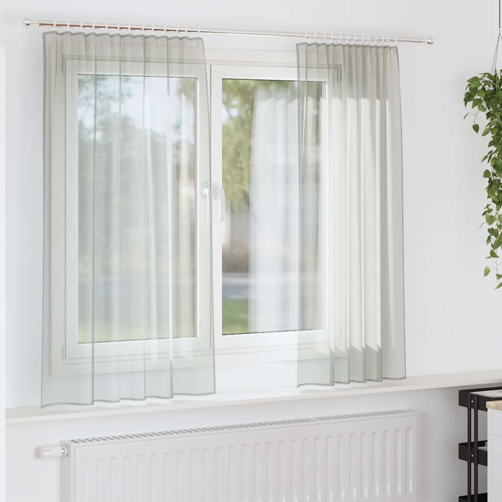Gordijnen voile met roedezakken 2 st lichtgrijs is nu te koop bij PeponiXL, paradijselijk wonen!
