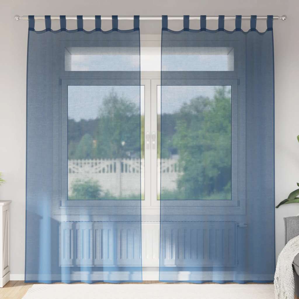Gordijnen voile met roedezakken 2 st koningsblauw is nu te koop bij PeponiXL, paradijselijk wonen!