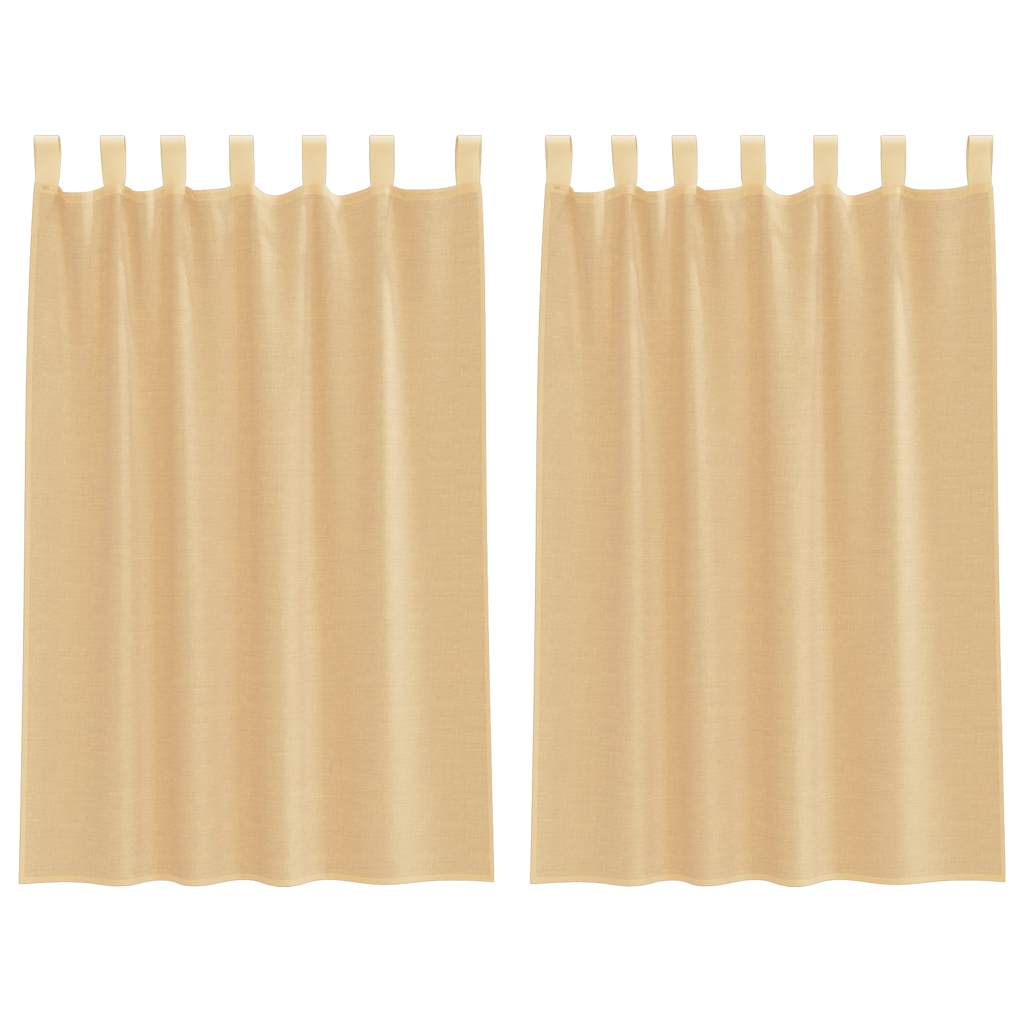 Gordijnen voile met roedezakken 2 st zand is nu te koop bij PeponiXL, paradijselijk wonen!