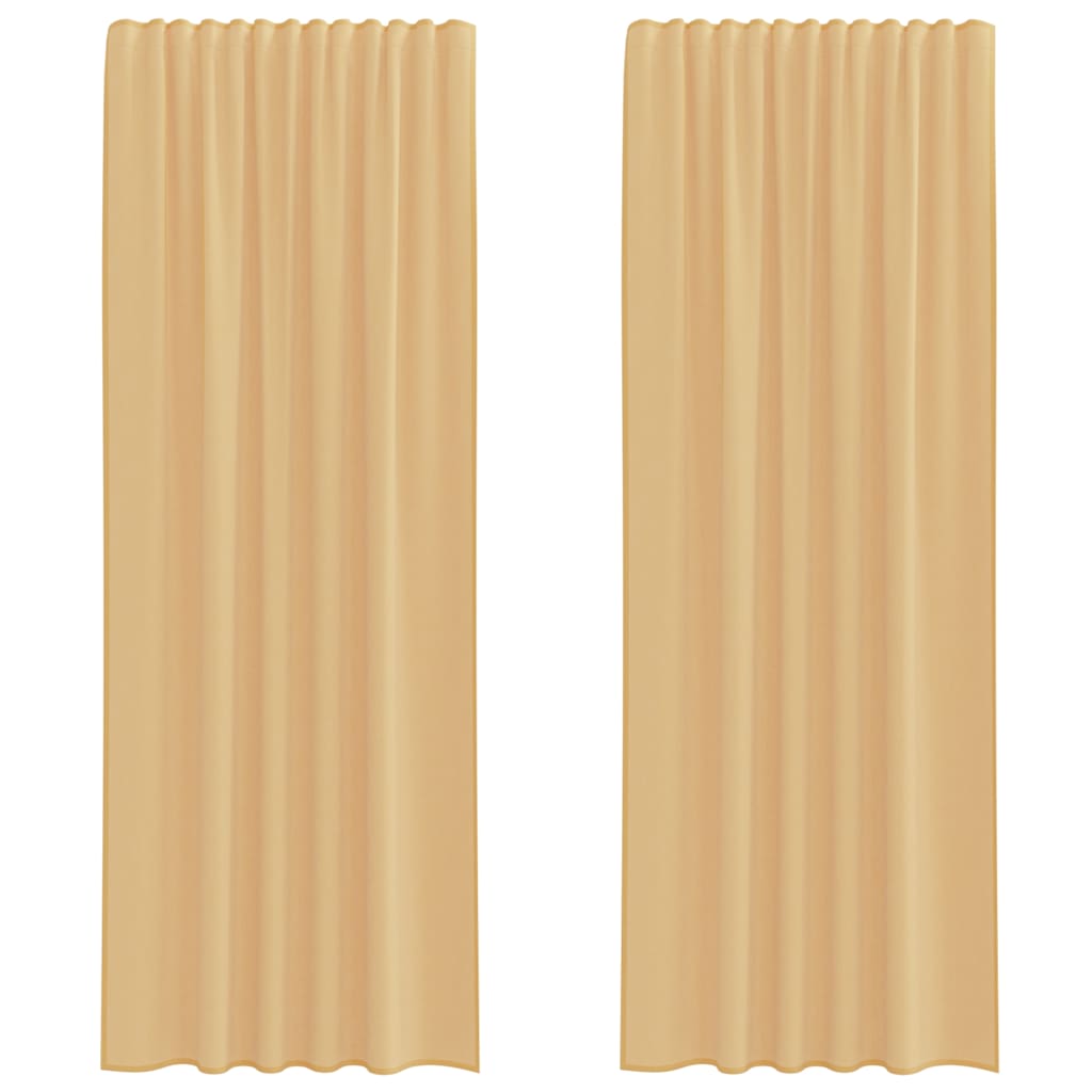 Gordijnen voile met roedezakken 2 st zand is nu te koop bij PeponiXL, paradijselijk wonen!