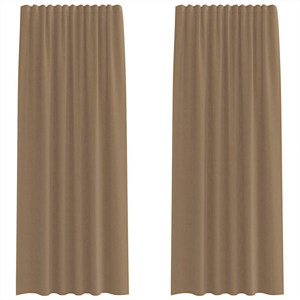 Gordijnen voile met roedezakken 2 st lichtbruin is nu te koop bij PeponiXL, paradijselijk wonen!