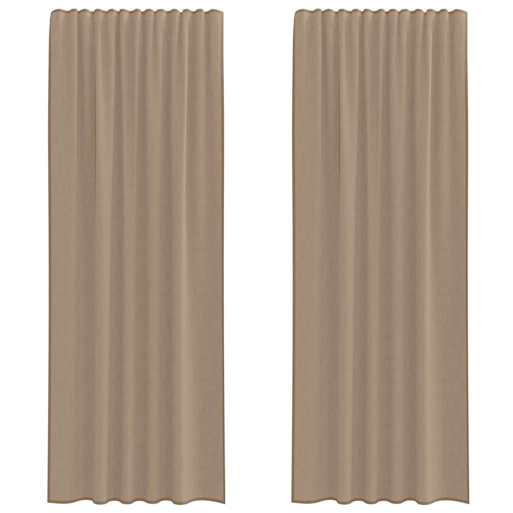 Gordijnen voile met roedezakken 2 st lichtbruin is nu te koop bij PeponiXL, paradijselijk wonen!