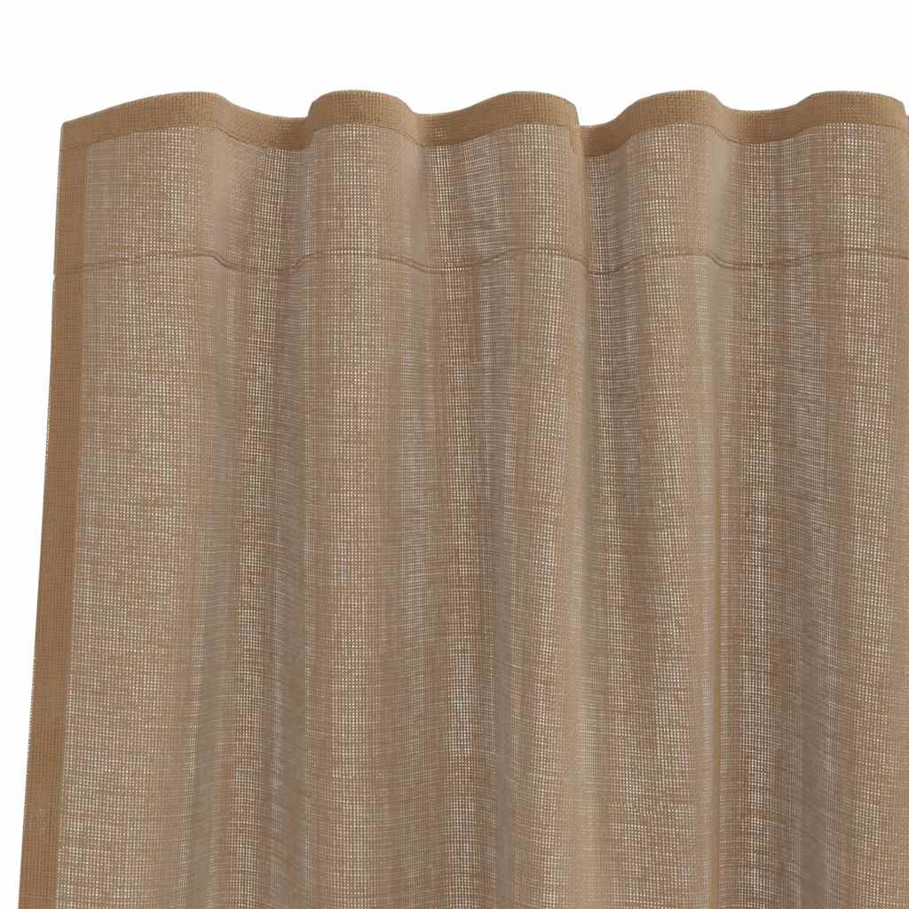 Gordijnen voile met roedezakken 2 st lichtbruin is nu te koop bij PeponiXL, paradijselijk wonen!