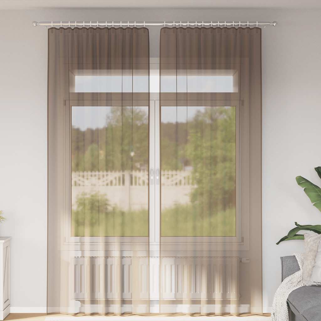 Gordijnen voile met roedezakken 2 st lichtbruin is nu te koop bij PeponiXL, paradijselijk wonen!