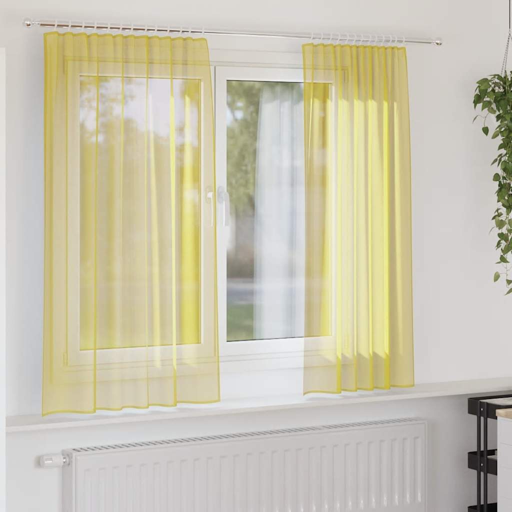 Gordijnen voile met roedezakken 2 st geel is nu te koop bij PeponiXL, paradijselijk wonen!