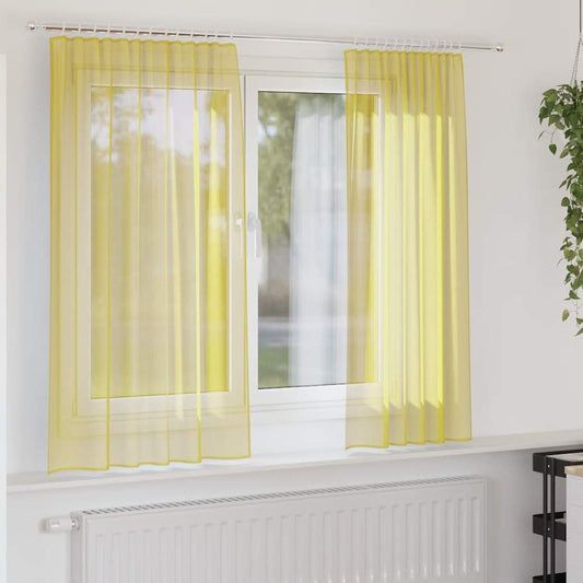Gordijnen voile met roedezakken 2 st geel is nu te koop bij PeponiXL, paradijselijk wonen!