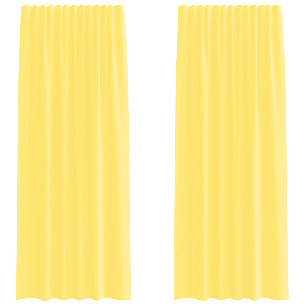 Gordijnen voile met roedezakken 2 st geel is nu te koop bij PeponiXL, paradijselijk wonen!