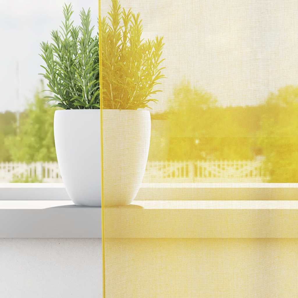 Gordijnen voile met roedezakken 2 st geel is nu te koop bij PeponiXL, paradijselijk wonen!