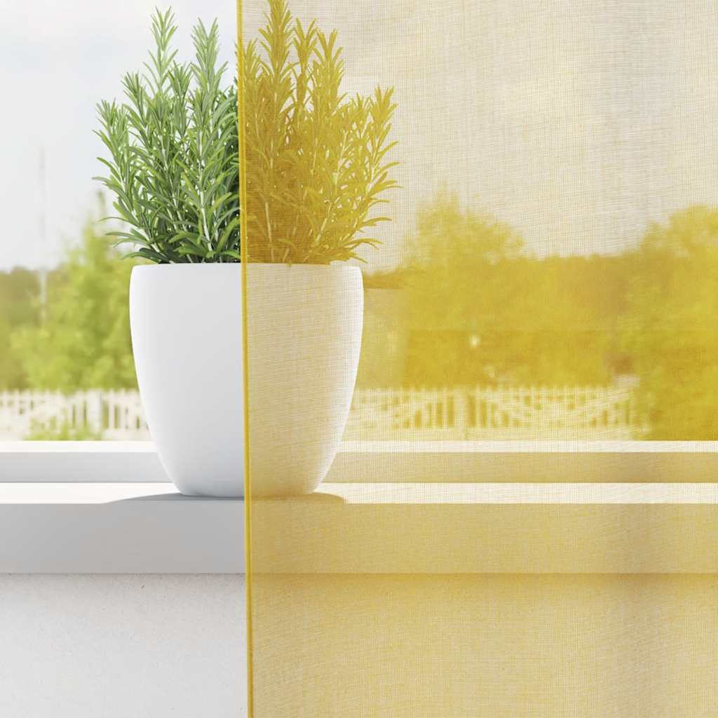Gordijnen voile met roedezakken 2 st geel is nu te koop bij PeponiXL, paradijselijk wonen!