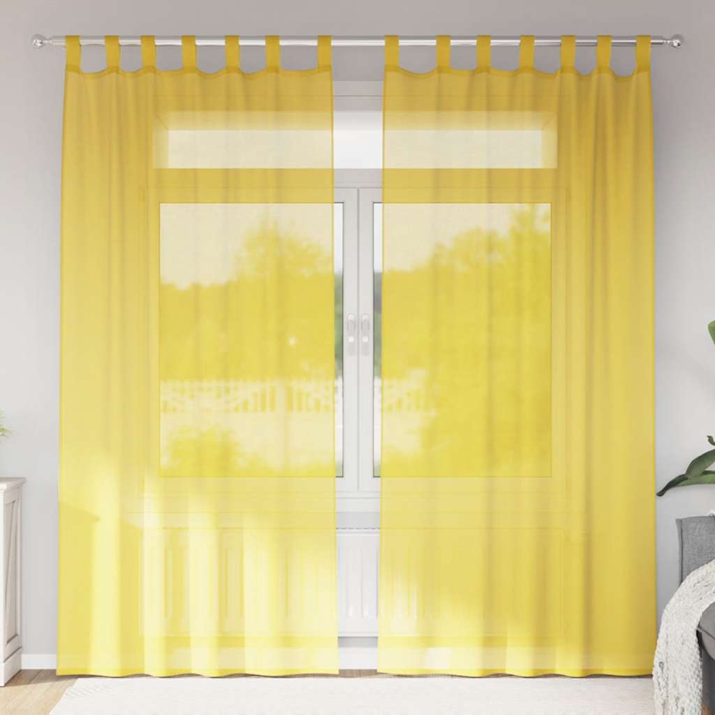 Gordijnen voile met roedezakken 2 st geel is nu te koop bij PeponiXL, paradijselijk wonen!