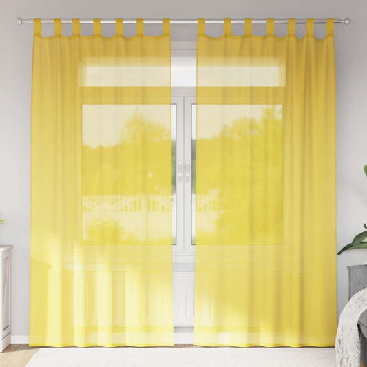 Gordijnen voile met roedezakken 2 st geel is nu te koop bij PeponiXL, paradijselijk wonen!