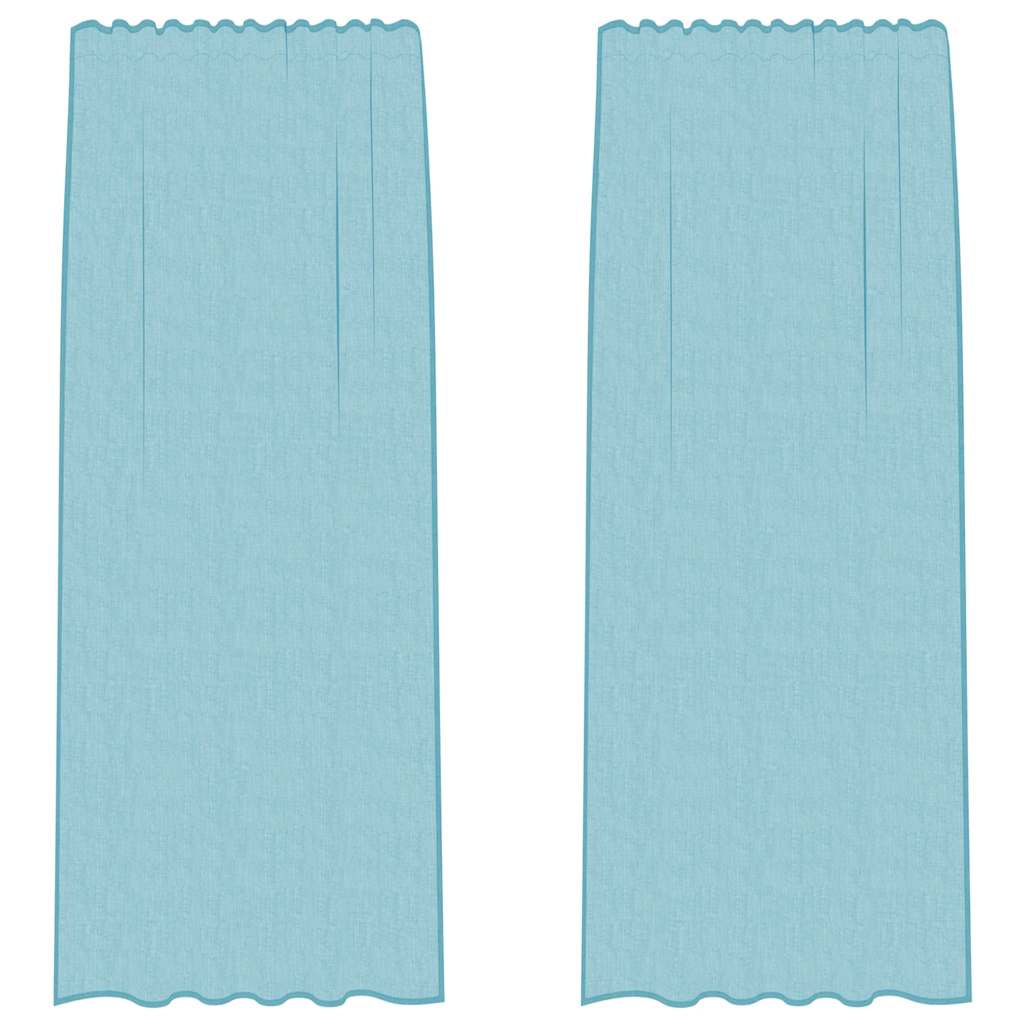 Gordijnen voile met roedezakken 2 st turkoois is nu te koop bij PeponiXL, paradijselijk wonen!